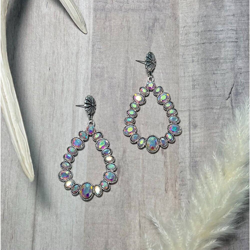 AB Crystal Silver Dangle Earrings – Radiant Drop